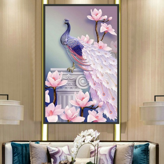 DIY 5D Diamond Painting Magnolia Peacock Art Craft Embroidery Stitch Kit Handmade Wall Decorations Gifts for Kids Adult