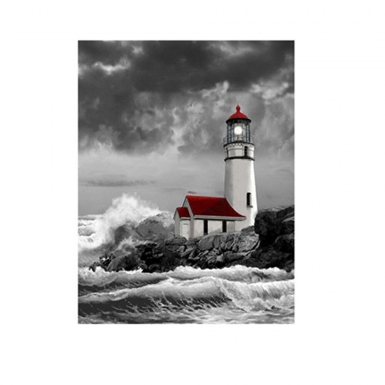 DIY 5D Diamond Painting Seaside Lighthouse Art Craft Kit Handmade Wall Decorations Gifts for Kids Adult