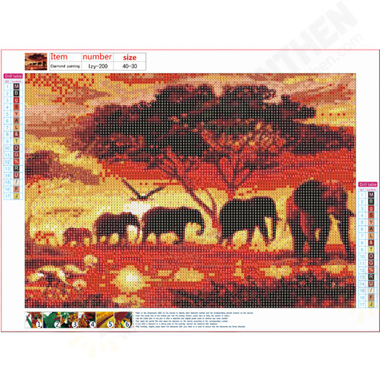 DIY Diamond Painting Elephant Scenery Wall Painting Hanging Pictures Handmade Wall Decorations Gifts Drawing for Kids Adult