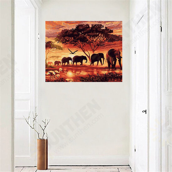 DIY Diamond Painting Elephant Scenery Wall Painting Hanging Pictures Handmade Wall Decorations Gifts Drawing for Kids Adult