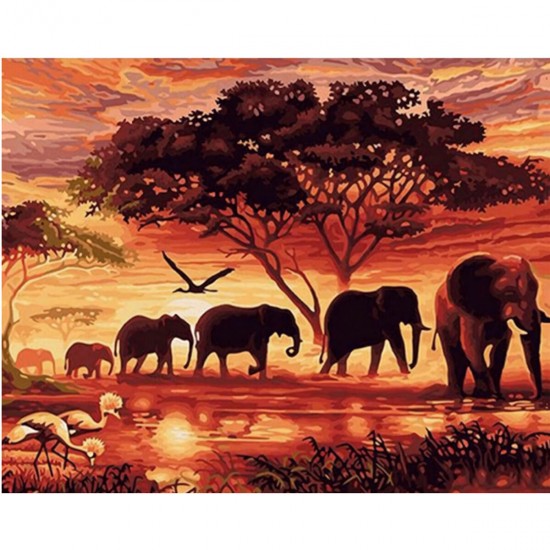 DIY Diamond Painting Elephant Scenery Wall Painting Hanging Pictures Handmade Wall Decorations Gifts Drawing for Kids Adult