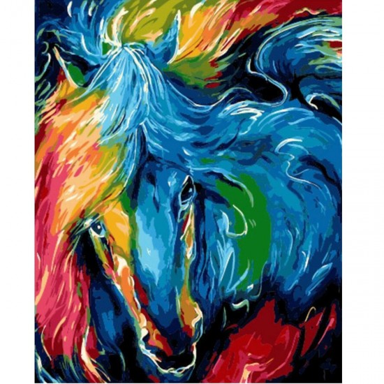 DIY Oil Painting By Number Kit Colorful Horse Painting Acrylic Pigment Painting By Numbers Set Hand Craft Art Supplies Frameless