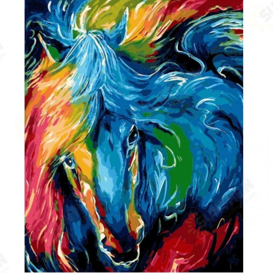 DIY Oil Painting By Number Kit Colorful Horse Painting Acrylic Pigment Painting By Numbers Set Hand Craft Art Supplies Frameless