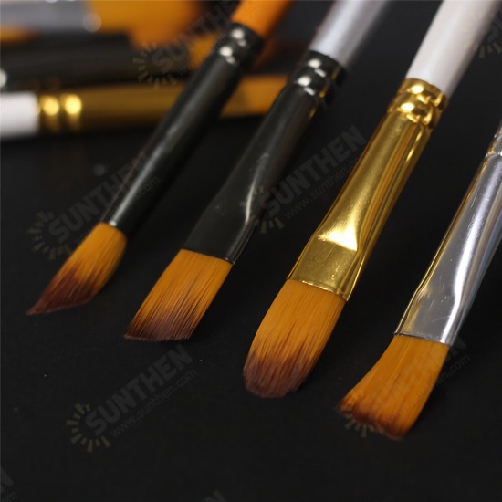 5pcs/set Painting Brush Set Gouache Paint Different Shape Nylon Oil Watercolor Brush Set Stationery Art Supplies