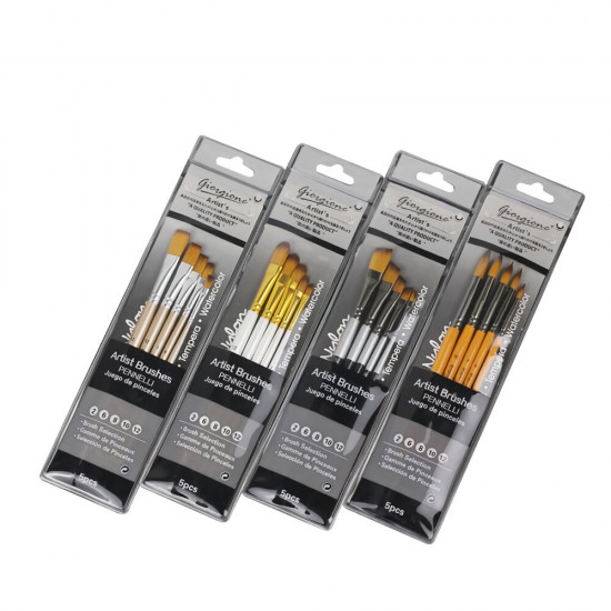 5pcs/set Painting Brush Set Gouache Paint Different Shape Nylon Oil Watercolor Brush Set Stationery Art Supplies