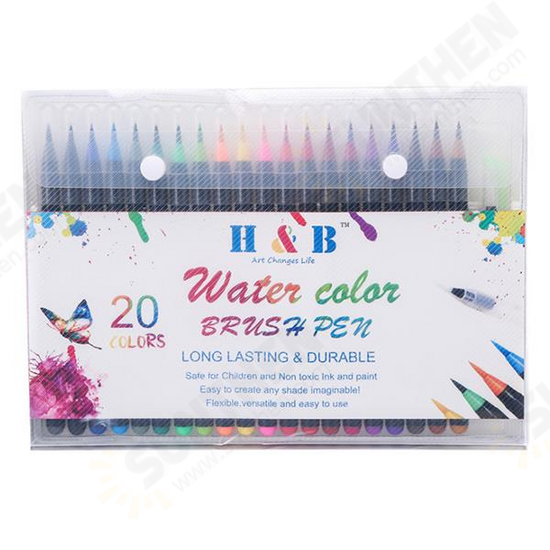 HB-WB2 20 Color Painting Brush Color Soft Head Comic Hand-painted Pen Fountain Pen Set