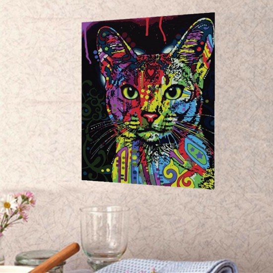 Oil Painting By Number Kit Colorful Cat Painting DIY Acrylic Pigment Painting Set By Numbers Art Hand Craft Supplies