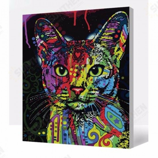 Oil Painting By Number Kit Colorful Cat Painting DIY Acrylic Pigment Painting Set By Numbers Art Hand Craft Supplies