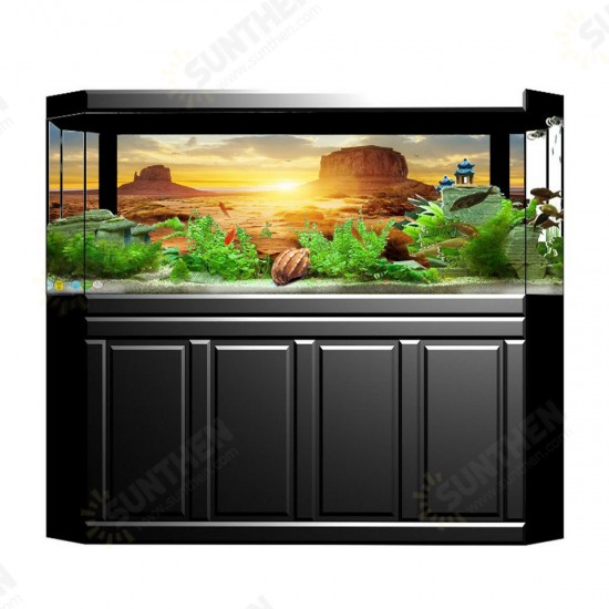 Sun Desert Adhesive Poster Aquarium Fish Tank Background Sticker Home Office Decor