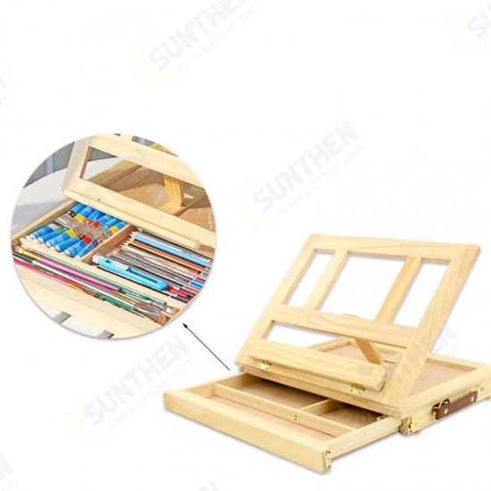 Table Easel Drawer Pine Wood Artist Easel Painting Stand Craft Art Sketching Box Board Desktop Durable Drawing Board