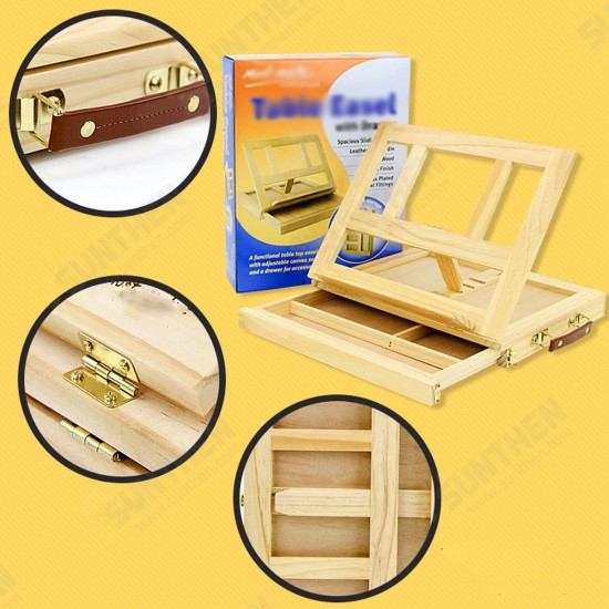 Table Easel Drawer Pine Wood Artist Easel Painting Stand Craft Art Sketching Box Board Desktop Durable Drawing Board