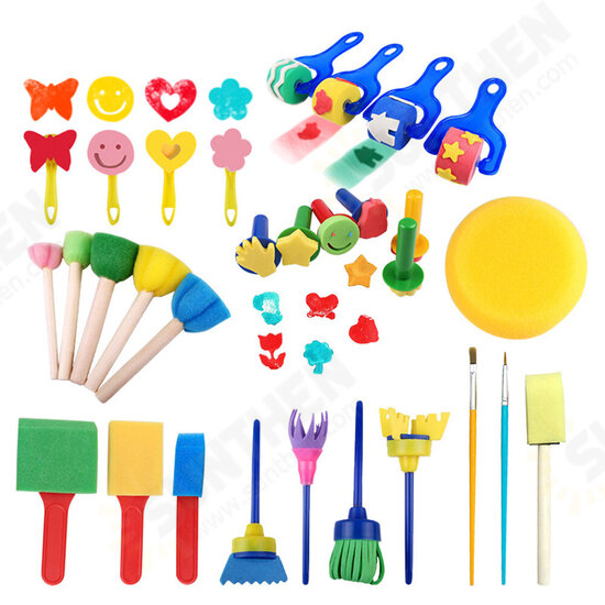 HM-030-2 30Pcs Painting Brush Set Colorful Painting Sponge Brush Seal Pen Set For Children School Supplies