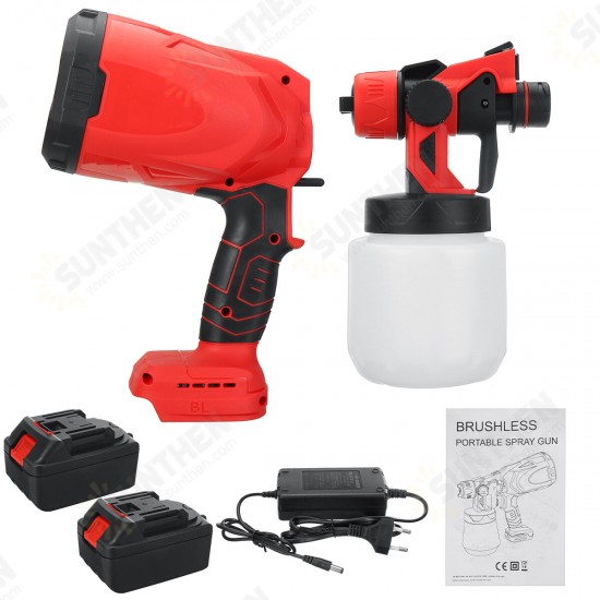 21V 1300mAh Paint Spray Guns Craft Painting Tool Spray Model Airbrush Electric Paint Sprayer W/ 1/2 Battery