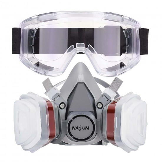 Respirator Mask with Protective Goggles for Paint Spray Dust Chemicals Protection Odour Control for Spray Restoration Paint and Grinding Work