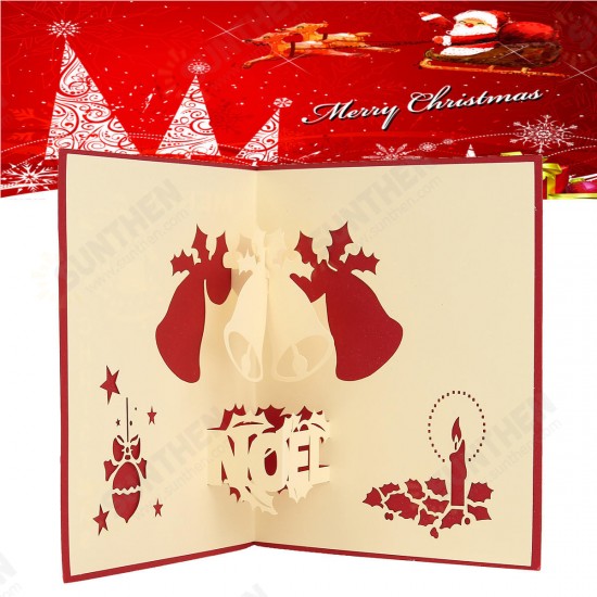 3D Pop Up Greeting Card Table Merry Christmas Post Card Gift Craft Paper DIY