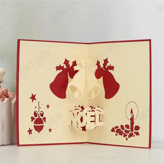 3D Pop Up Greeting Card Table Merry Christmas Post Card Gift Craft Paper DIY