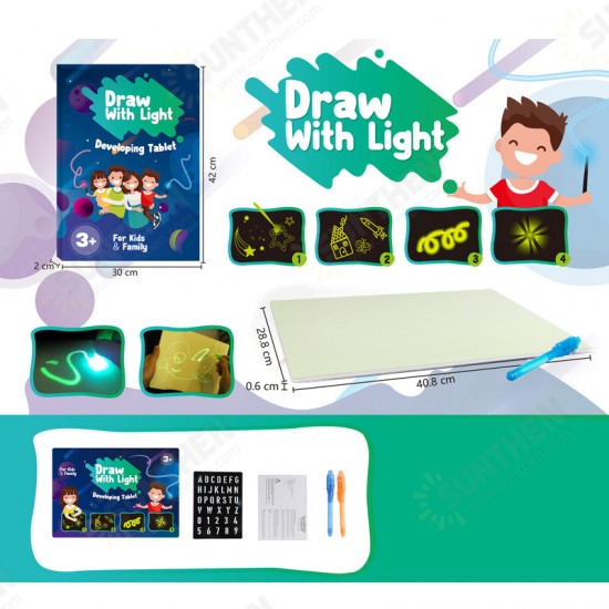 A3 Size 3D Children's Luminous Drawing Board Toy Draw with Light Fun for Kids Family