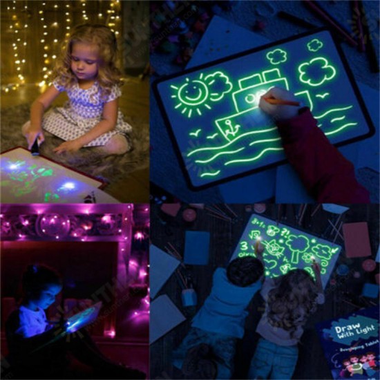 A3 Size 3D Children's Luminous Drawing Board Toy Draw with Light Fun for Kids Family