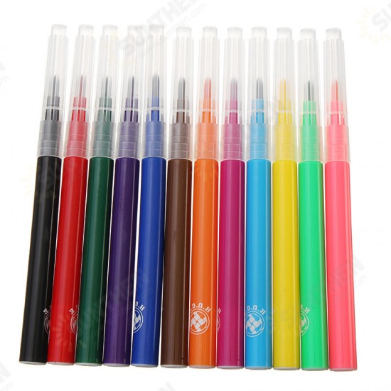 Watercolor Pen 12 Colors With Painting Templates Dust-Free Cloth Battery Operated Toys