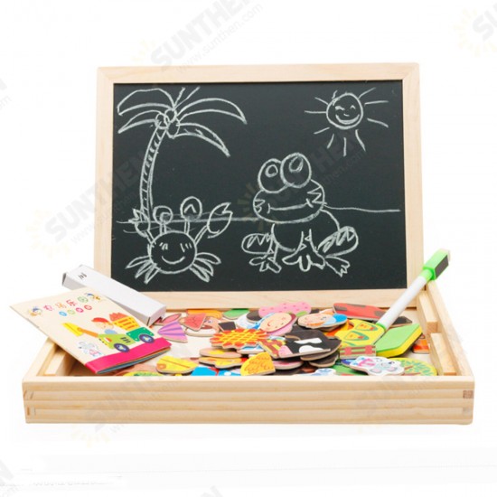 Wooden DIY Magnetic Drawing Board Forest Paradise Children's Early Educational Learning Toys