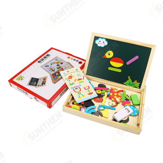 Wooden Magnetic Double-Sided Drawing Board Blocks Children Early Education Toys