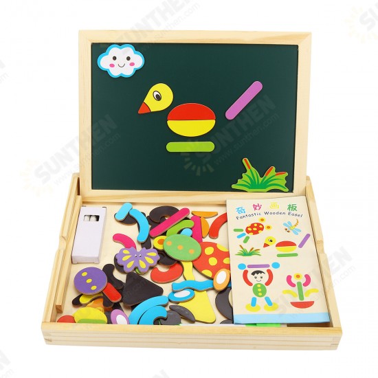 Wooden Magnetic Double-Sided Drawing Board Blocks Children Early Education Toys