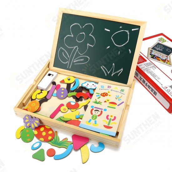 Wooden Magnetic Double-Sided Drawing Board Blocks Children Early Education Toys