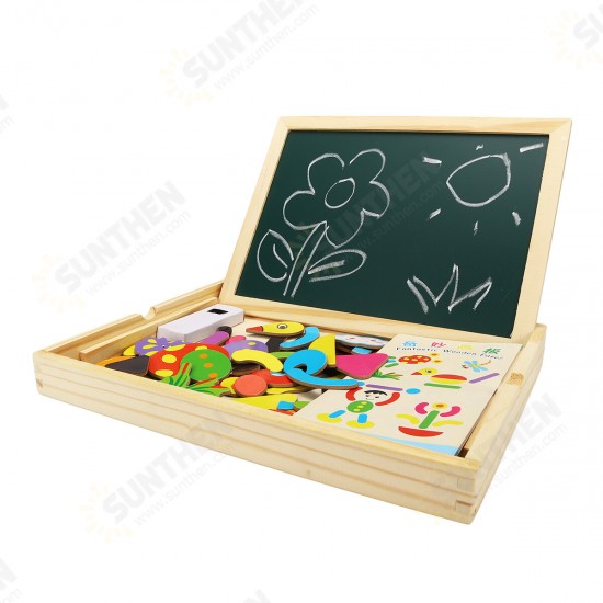 Wooden Magnetic Double-Sided Drawing Board Blocks Children Early Education Toys