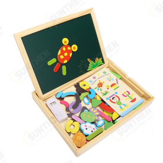 Wooden Magnetic Double-Sided Drawing Board Blocks Children Early Education Toys