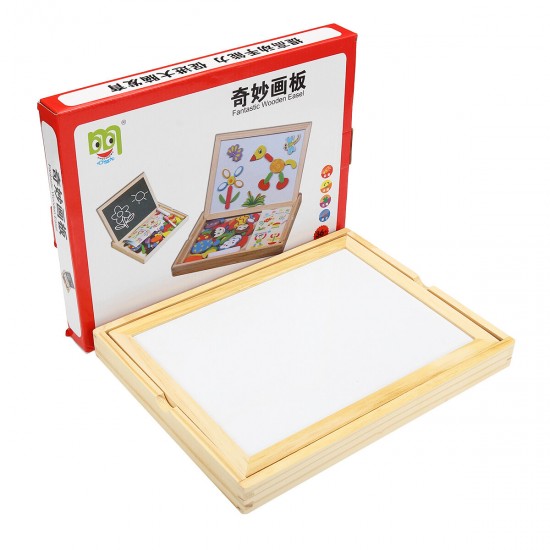 Wooden Magnetic Double-Sided Drawing Board Blocks Children Early Education Toys