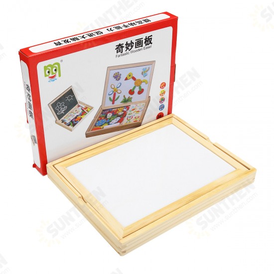 Wooden Magnetic Double-Sided Drawing Board Blocks Children Early Education Toys