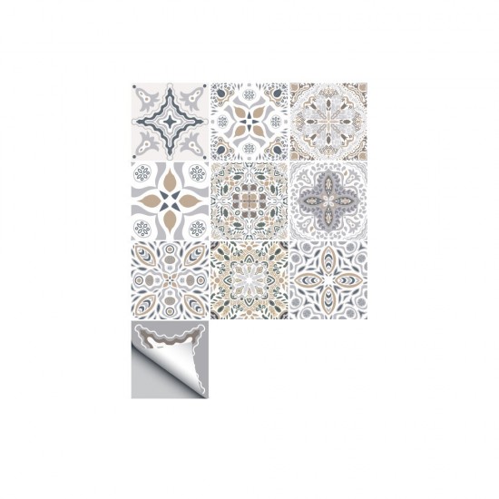 10pcs Moroccan Self-adhesive Wall Sticker Waterproof Bathroom Kitchen Decor Wall Stair Floor Tile Sticker