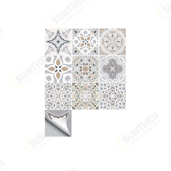 10pcs Moroccan Self-adhesive Wall Sticker Waterproof Bathroom Kitchen Decor Wall Stair Floor Tile Sticker