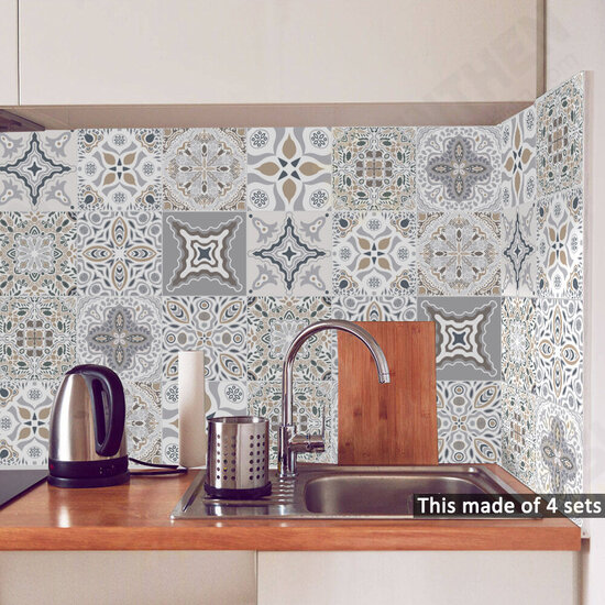 10pcs Moroccan Self-adhesive Wall Sticker Waterproof Bathroom Kitchen Decor Wall Stair Floor Tile Sticker