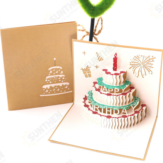 1Pcs Cake Shape Vintage Creative Greeting Cards Birthday Gift Card