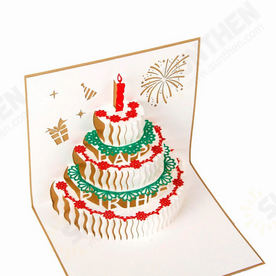 1Pcs Cake Shape Vintage Creative Greeting Cards Birthday Gift Card