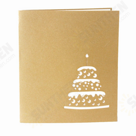 1Pcs Cake Shape Vintage Creative Greeting Cards Birthday Gift Card