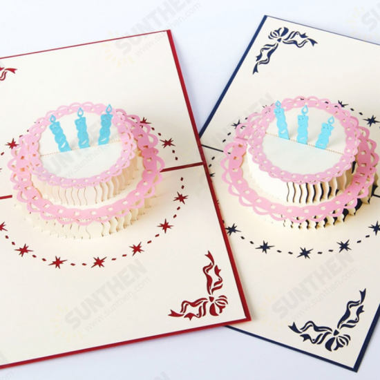 1Pcs Vintage Cake Shape Greeting Cards Birthday Gift Decoration Card