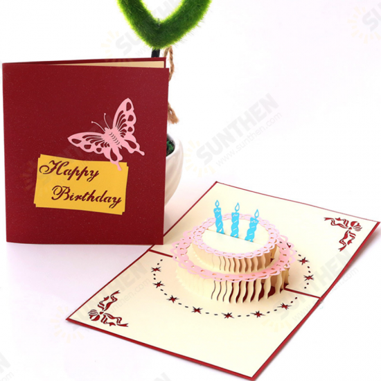 1Pcs Vintage Cake Shape Greeting Cards Birthday Gift Decoration Card