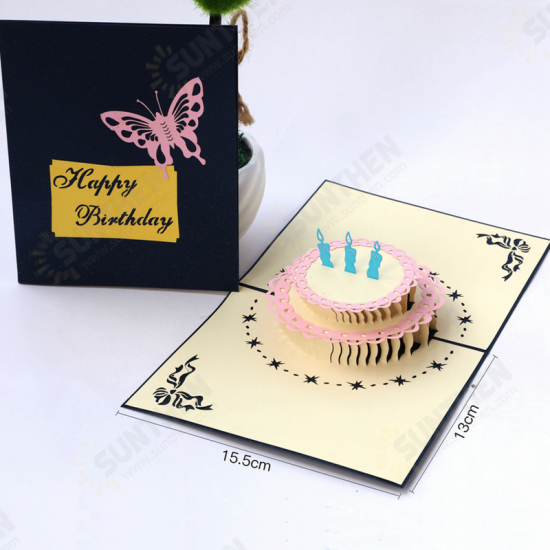 1Pcs Vintage Cake Shape Greeting Cards Birthday Gift Decoration Card