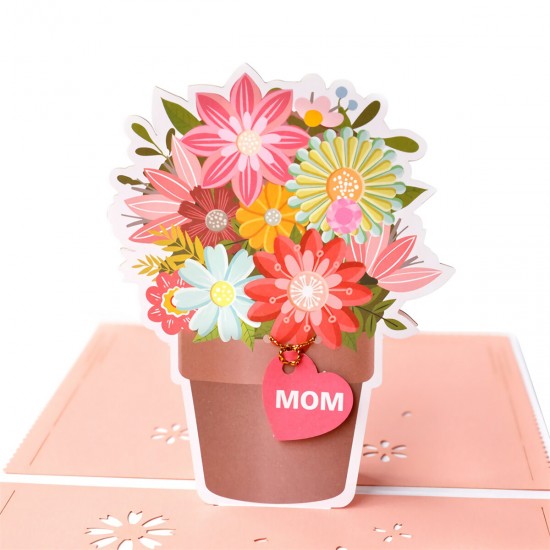 3D Mothers Day Cards Best Mom Flower Basket Paper Invitation Greeting Cards Anniversary Birthday Card Gifts for Mother Mom