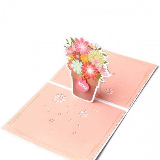 3D Mothers Day Cards Best Mom Flower Basket Paper Invitation Greeting Cards Anniversary Birthday Card Gifts for Mother Mom