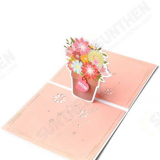 3D Mothers Day Cards Best Mom Flower Basket Paper Invitation Greeting Cards Anniversary Birthday Card Gifts for Mother Mom