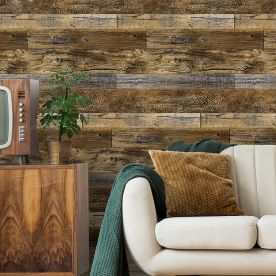 3D Retro Wood Grain Stick Self-adhesive Wallpaper Home Decor Heavy Duty Wall Stickers