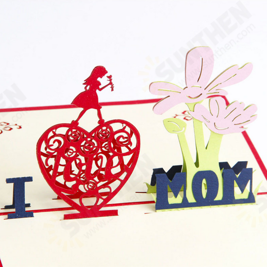 3D Stereoscopic Handmade Greeting Cards Mother's Day Holiday Wishes Card