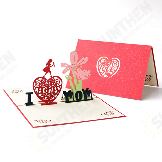 3D Stereoscopic Handmade Greeting Cards Mother's Day Holiday Wishes Card