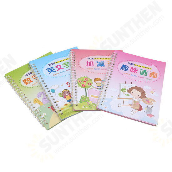 4 Types Practice Writing Paste Numbers Letters Painting Arithmetic Exercise Book