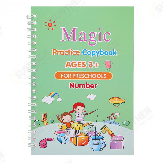 8pcs Magic Practice Copybook for Kids Chanarily English Magic Calligraphy Reusable Handwriting Copybook Writing Practice Book with Magic Pens