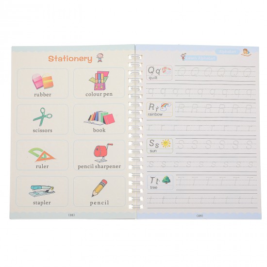 8pcs Magic Practice Copybook for Kids Chanarily English Magic Calligraphy Reusable Handwriting Copybook Writing Practice Book with Magic Pens