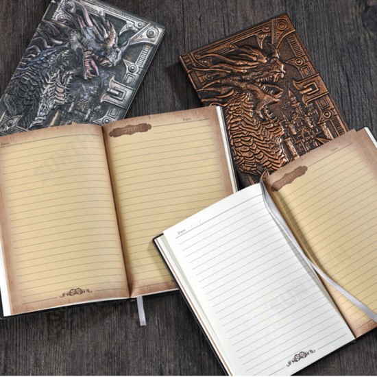 A5 Embossed Dragon Metal Three-Dimensional Diary Notebook Record Book Travel Diary Hand Book Birthday Gift Office Stationery